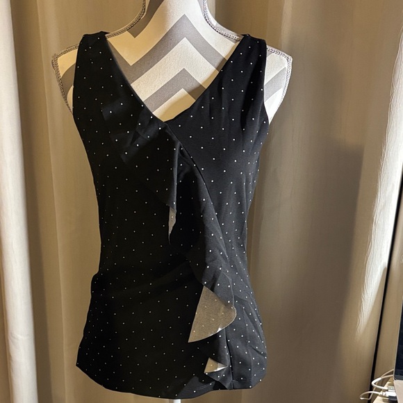 Ann Taylor Tops - Ann Taylor Black and White Polka Dot Ruffle Blouse